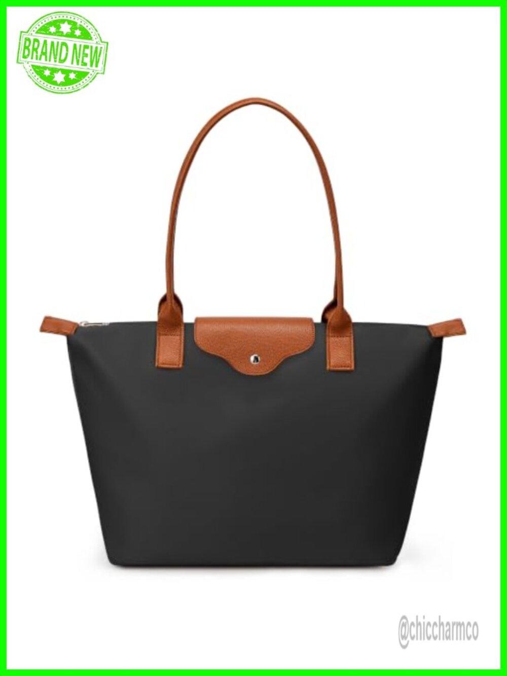 Nylon Tote Bag Large Lightweight Zipper Shoulder Hobo Weekend Travel Work